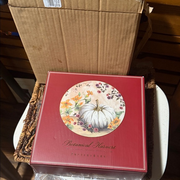 Pottery Barn Botanical Harvest Pumpkin Set of 4 Salad Plates BNIB